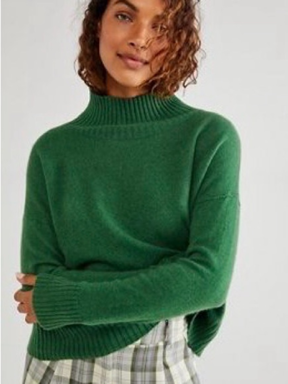 Free People Emerald Green Mock Neck Sweater